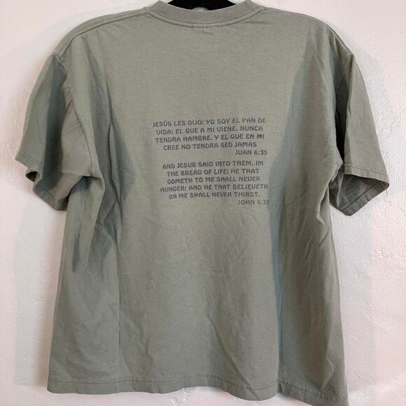 Vintage 90s Olive Green Mindy Bible Grpahic Tee - Picture 5 of 6